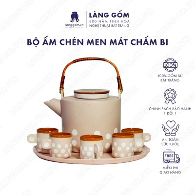 Bộ ấm chén chấm bi