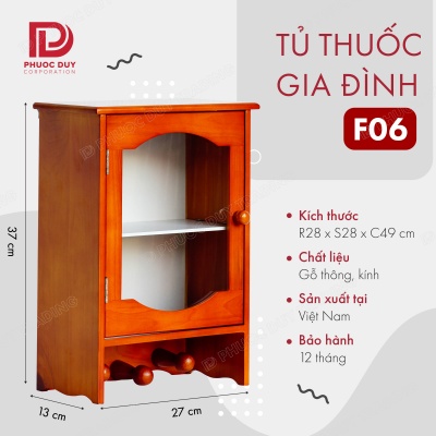 Tủ thuốc - Tủ y tế gia đình gỗ tự nhiên F06