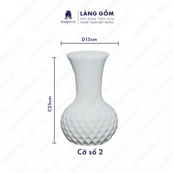 Lọ hoa Men trắng tỏi lưới