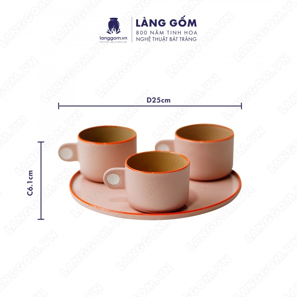 Set Cốc chấm quai men mát 