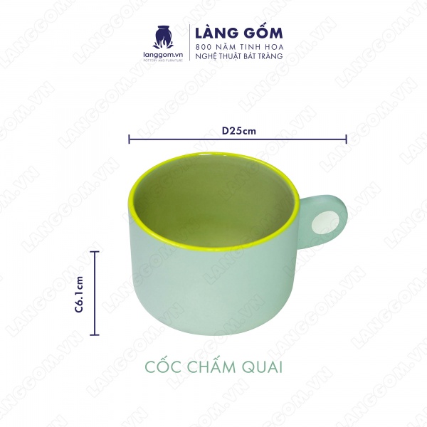 Set Cốc chấm quai men mát 