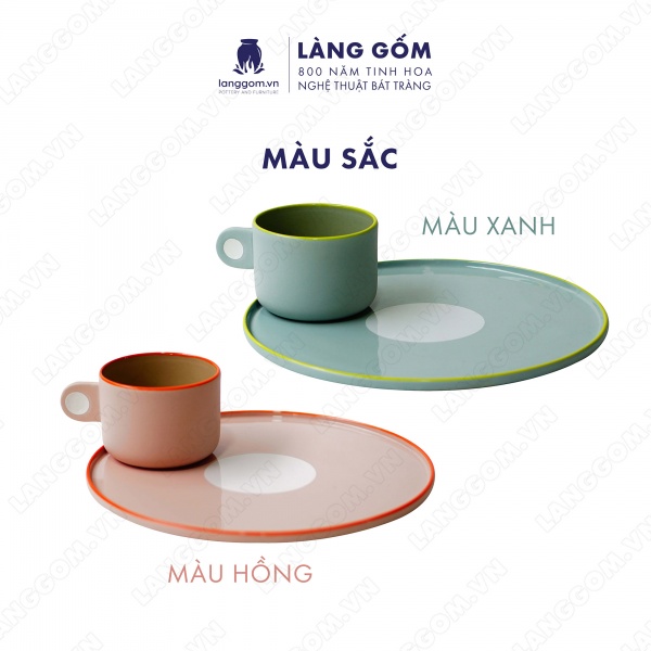 Set Cốc chấm quai men mát 