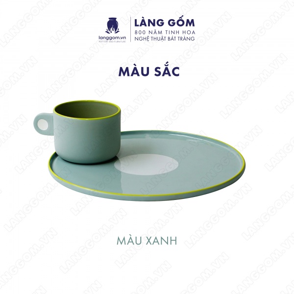 Set Cốc chấm quai men mát 