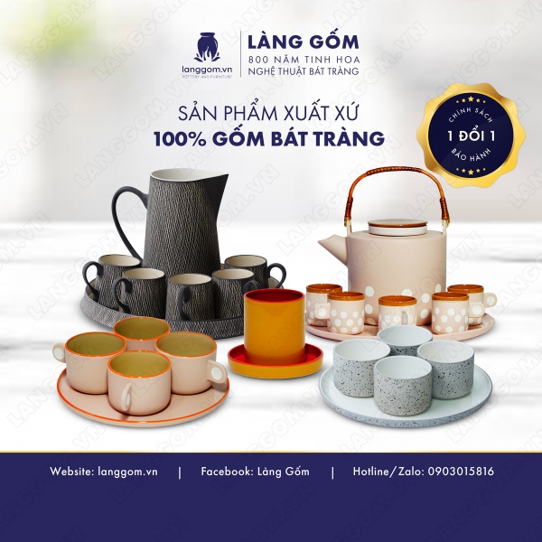Set Cốc chấm quai men mát 