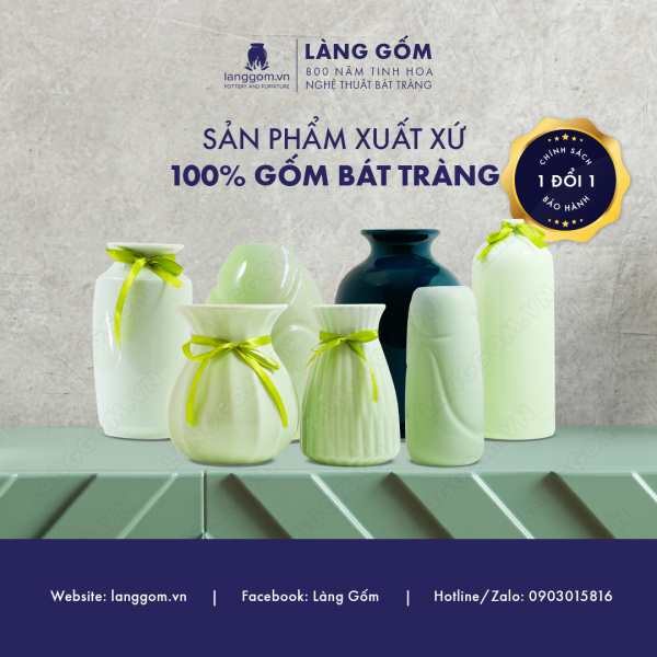 Lọ hoa Men ngọc giỏ cua cao