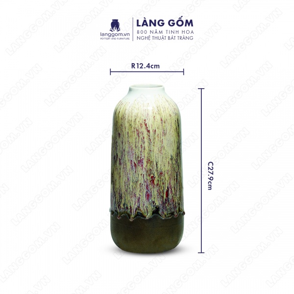 Lọ hoa Men chảy dáng bầu màu kem