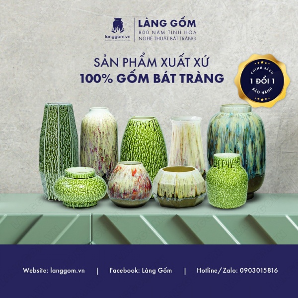 Lọ hoa Men chảy dáng ống cổ cao