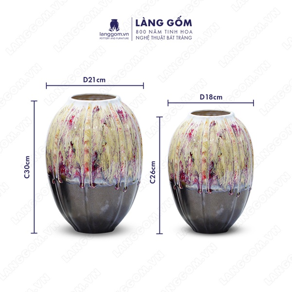 Lọ hoa Men chảy dạng múi
