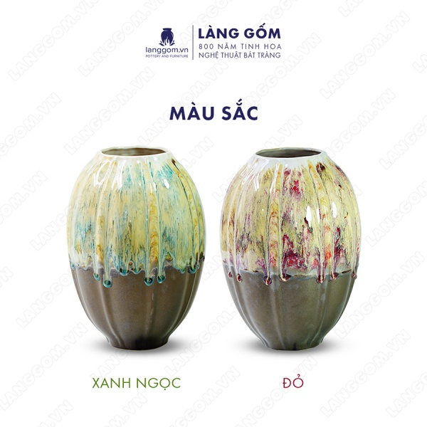 Lọ hoa Men chảy dạng múi
