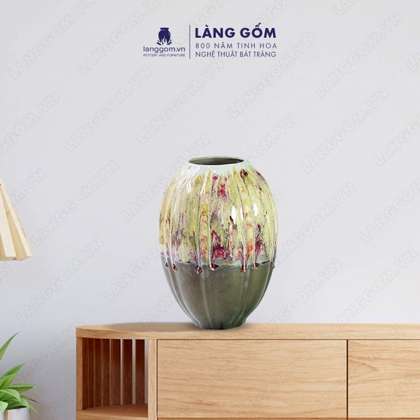 Lọ hoa Men chảy dạng múi