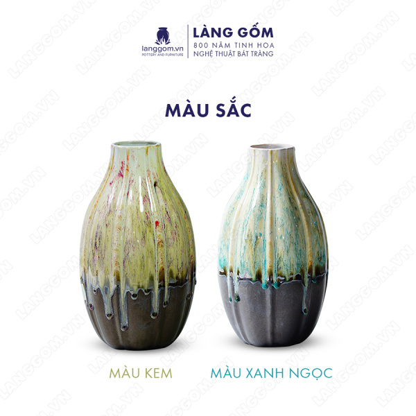 Lọ hoa Men chảy dạng múi miệng túm