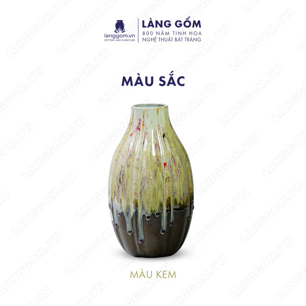 Lọ hoa Men chảy dạng múi miệng túm