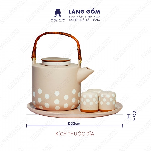 Bộ ấm chén chấm bi