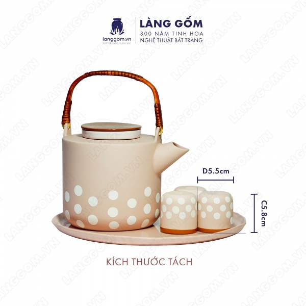 Bộ ấm chén chấm bi