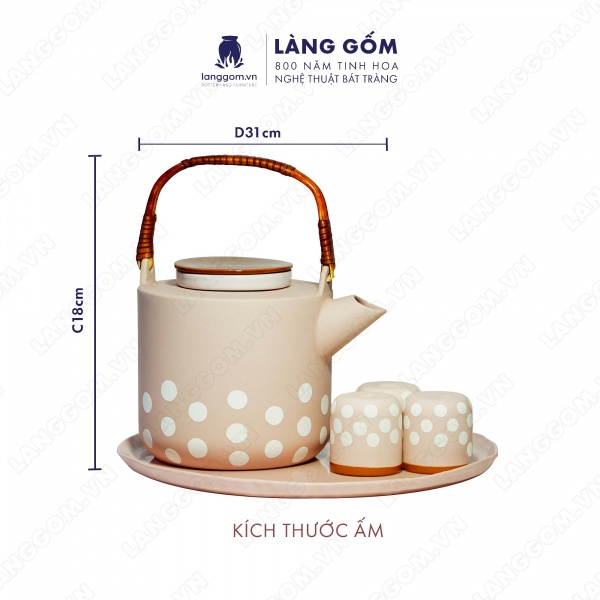 Bộ ấm chén chấm bi