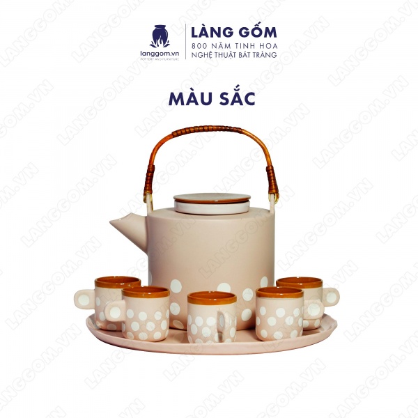 Bộ ấm chén chấm bi