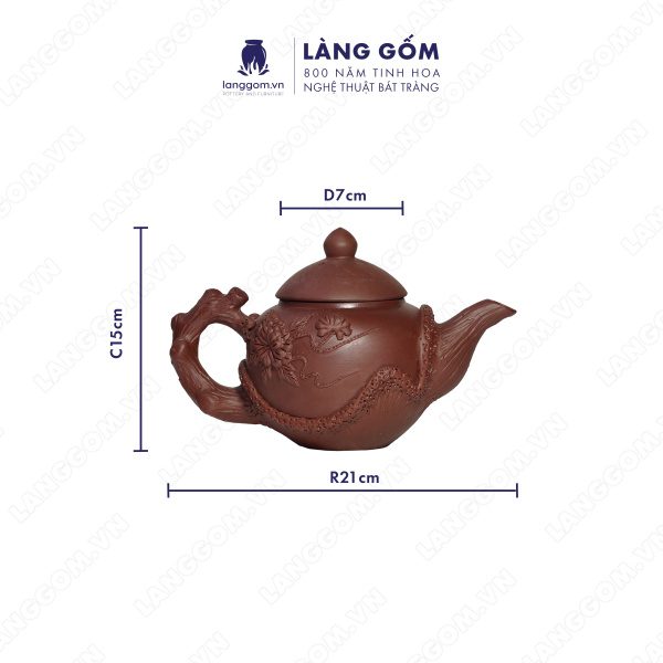 Bộ ấm chén gốc cây kèm khay 2 tầng Men mộc - Màu Nâu