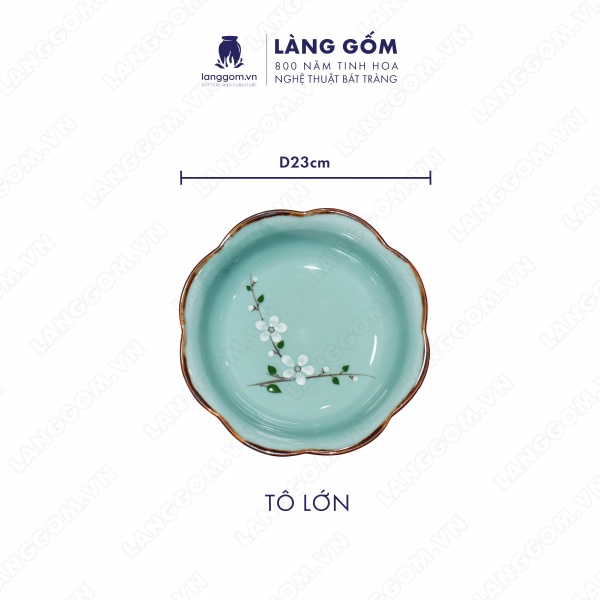 Bộ bàn ăn mặt trời men xanh cổ hoa đào 