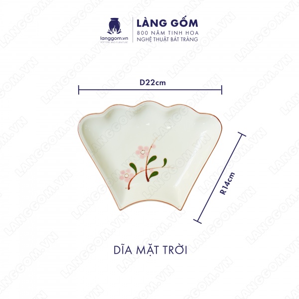 Bộ bàn ăn mặt trời men trắng vẽ đào hồng 