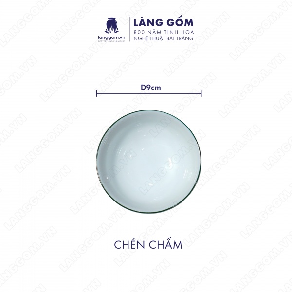 Bộ bàn ăn mặt trời men trắng vẽ hoa sen xanh 