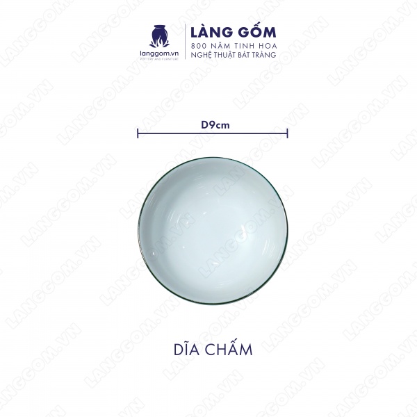 Bộ bàn ăn mặt trời men trắng vẽ hoa sen xanh 