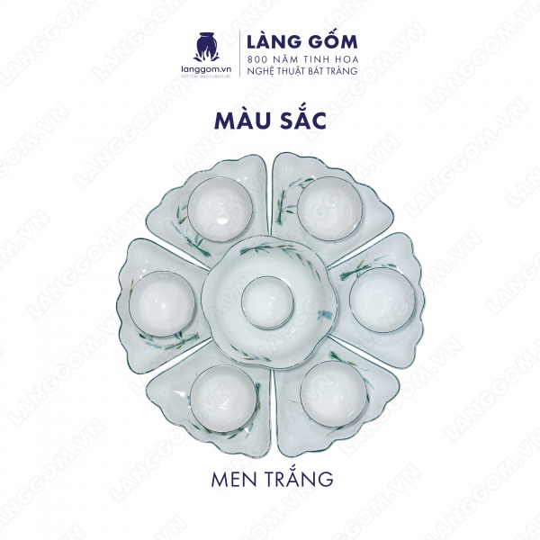 Bộ bàn ăn mặt trời vẽ trúc chuồn