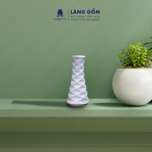 Lọ hoa Men trắng chai sóng