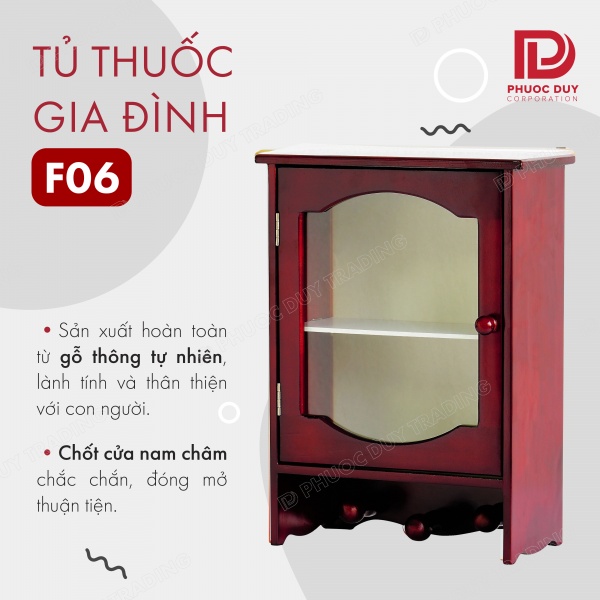 Tủ thuốc - Tủ y tế gia đình gỗ tự nhiên F06