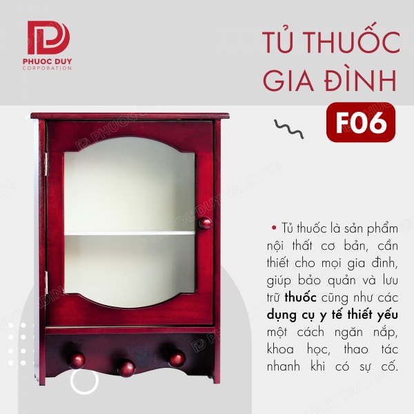 Tủ thuốc - Tủ y tế gia đình gỗ tự nhiên F06