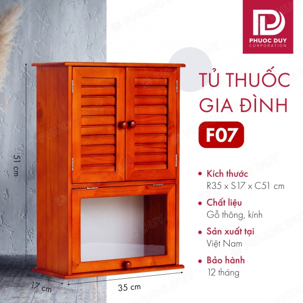 Tủ thuốc - Tủ y tế gia đình gỗ tự nhiên F08