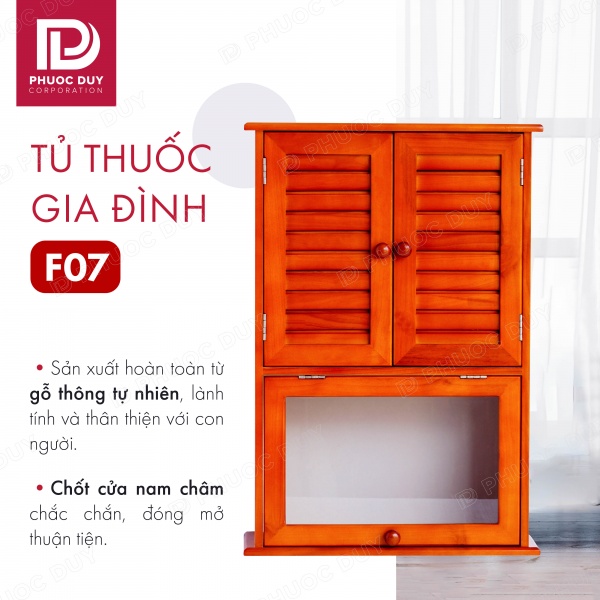 Tủ thuốc - Tủ y tế gia đình gỗ tự nhiên F08