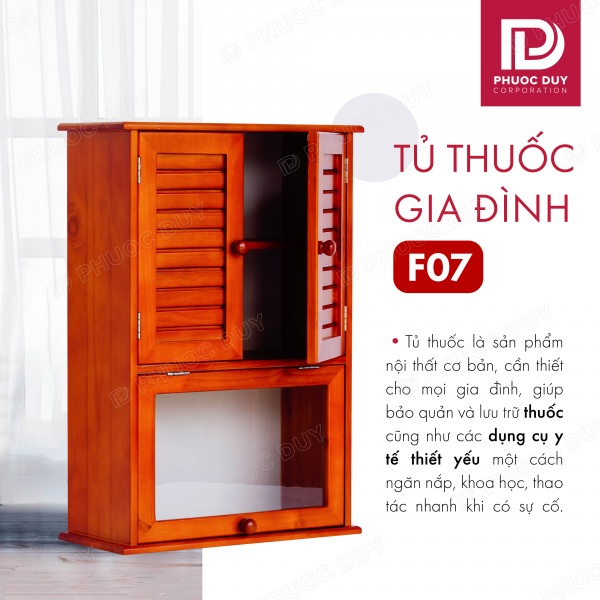 Tủ thuốc - Tủ y tế gia đình gỗ tự nhiên F08