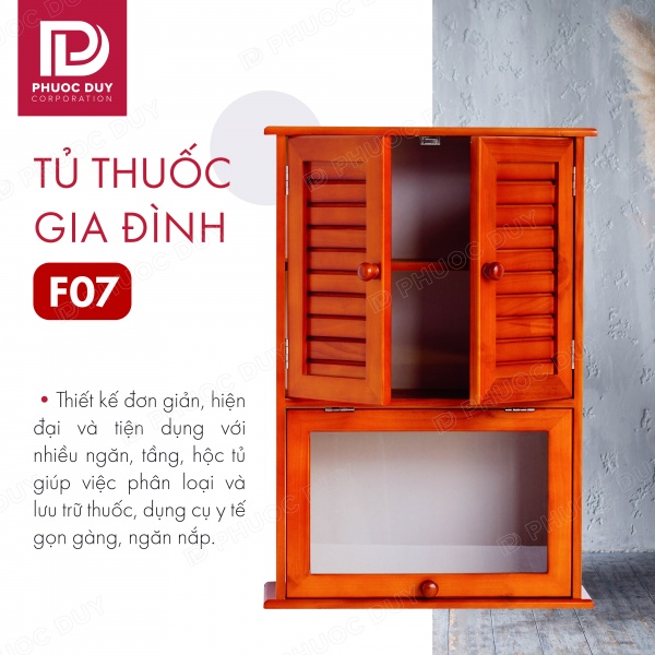 Tủ thuốc - Tủ y tế gia đình gỗ tự nhiên F08