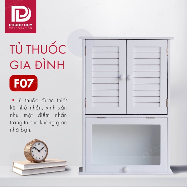 Tủ thuốc - Tủ y tế gia đình gỗ tự nhiên F07 