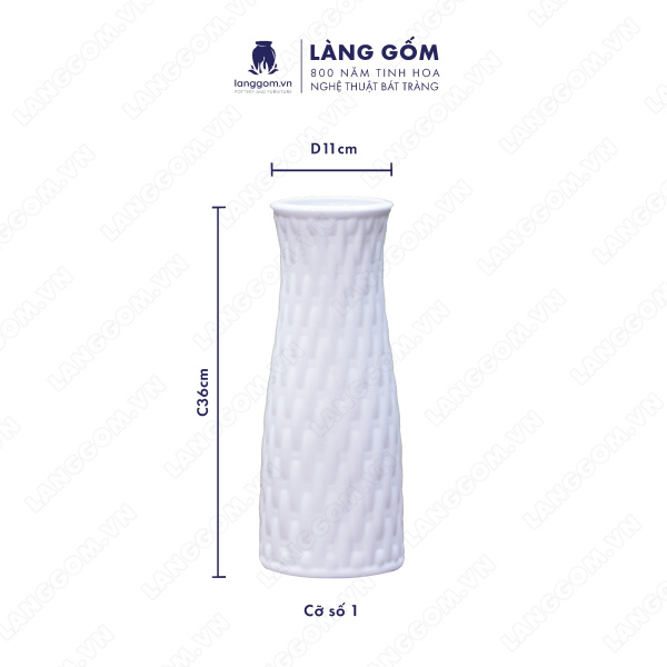 Lọ hoa Men trắng giỏ đan