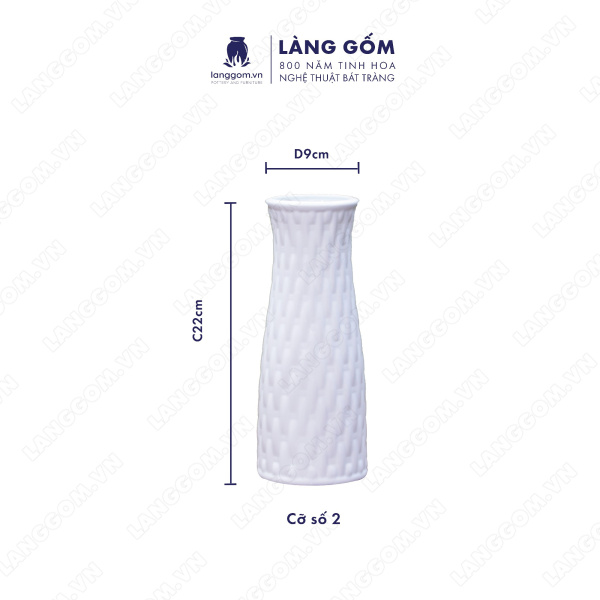 Lọ hoa Men trắng giỏ đan