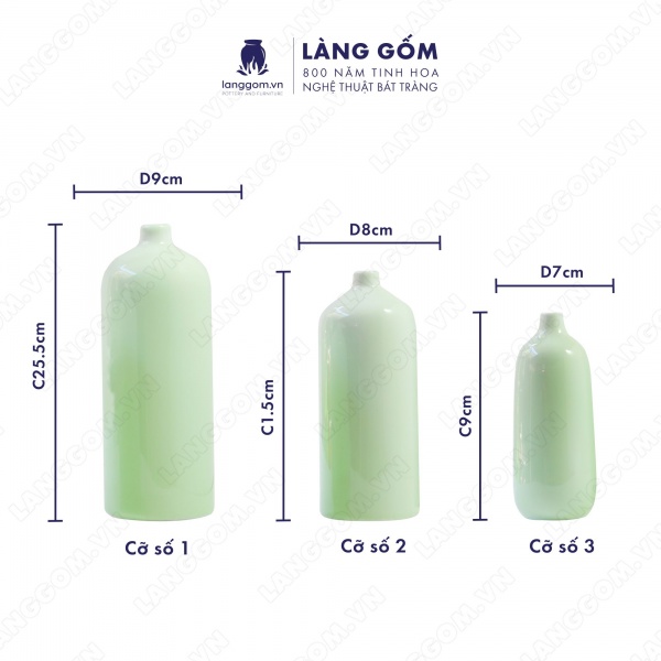 Lọ hoa Men ngọc chai cổ nhỏ