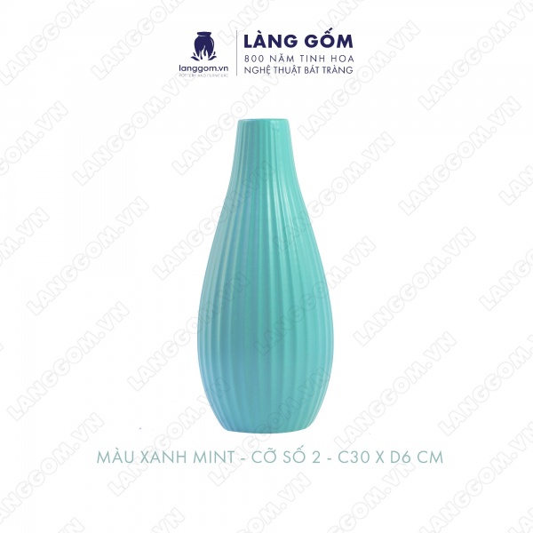 Lọ hoa Men mát bầu khía
