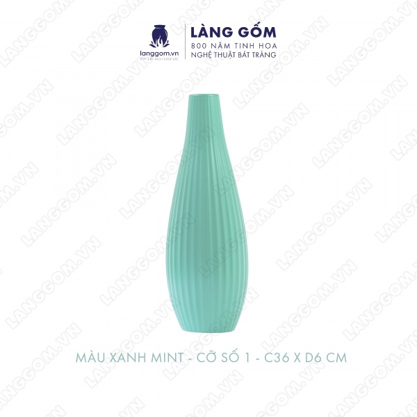 Lọ hoa Men mát bầu khía