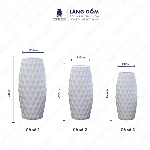 Lọ hoa Men trắng bom mũi tên