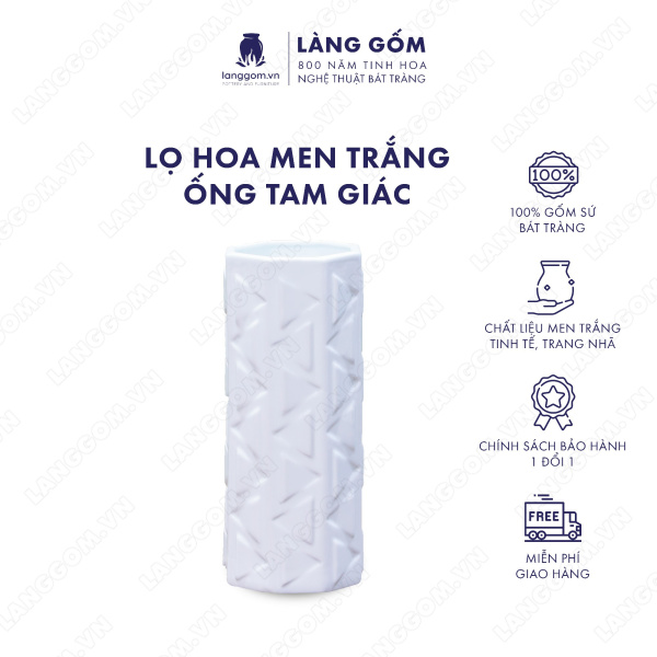Lọ hoa Men trắng ống tam giác