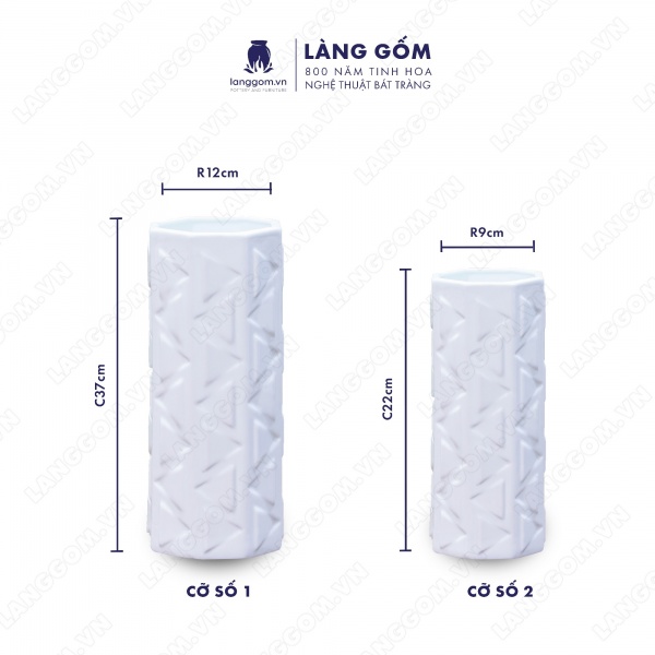 Lọ hoa Men trắng ống tam giác