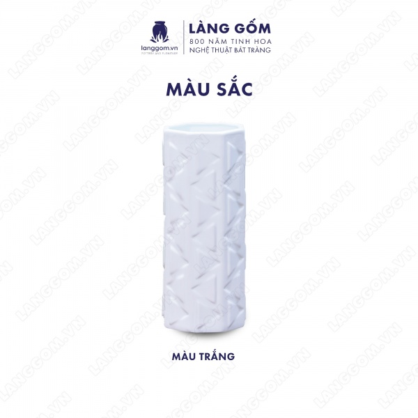 Lọ hoa Men trắng ống tam giác
