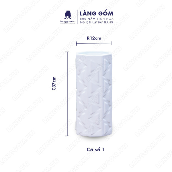 Lọ hoa Men trắng ống tam giác
