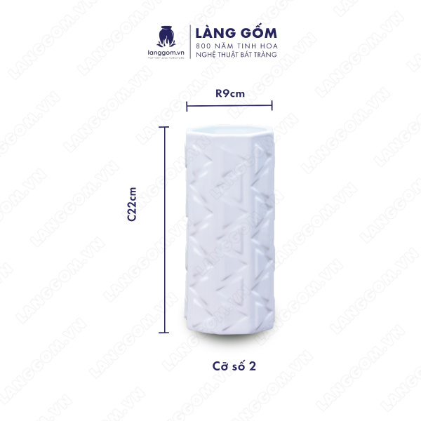Lọ hoa Men trắng ống tam giác