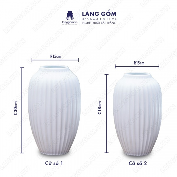 Lọ hoa Men trắng vò dưa