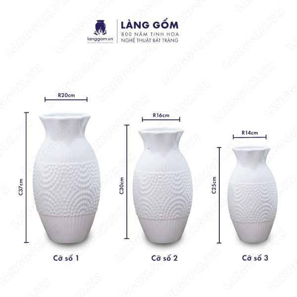 Lọ hoa Men trắng vò ong